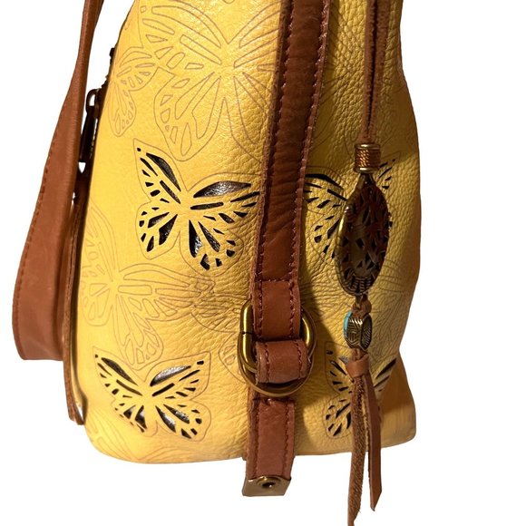 Vintage THE SAK COLLECTIVE Yellow Leather Hobo Shoulder Bag - Picture 8 of 16